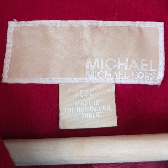 Michael Kors Red Wool Blend Double Breasted Pea Coat Small - Picture 3 of 9